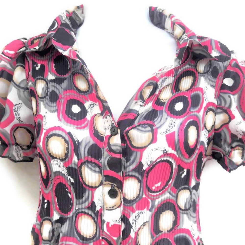 Sere Nade New York Blouse Button Front Pintucked M